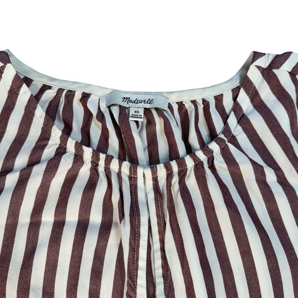 Madewell Pink and White Striped Peplum Blouse - Picture 8 of 15